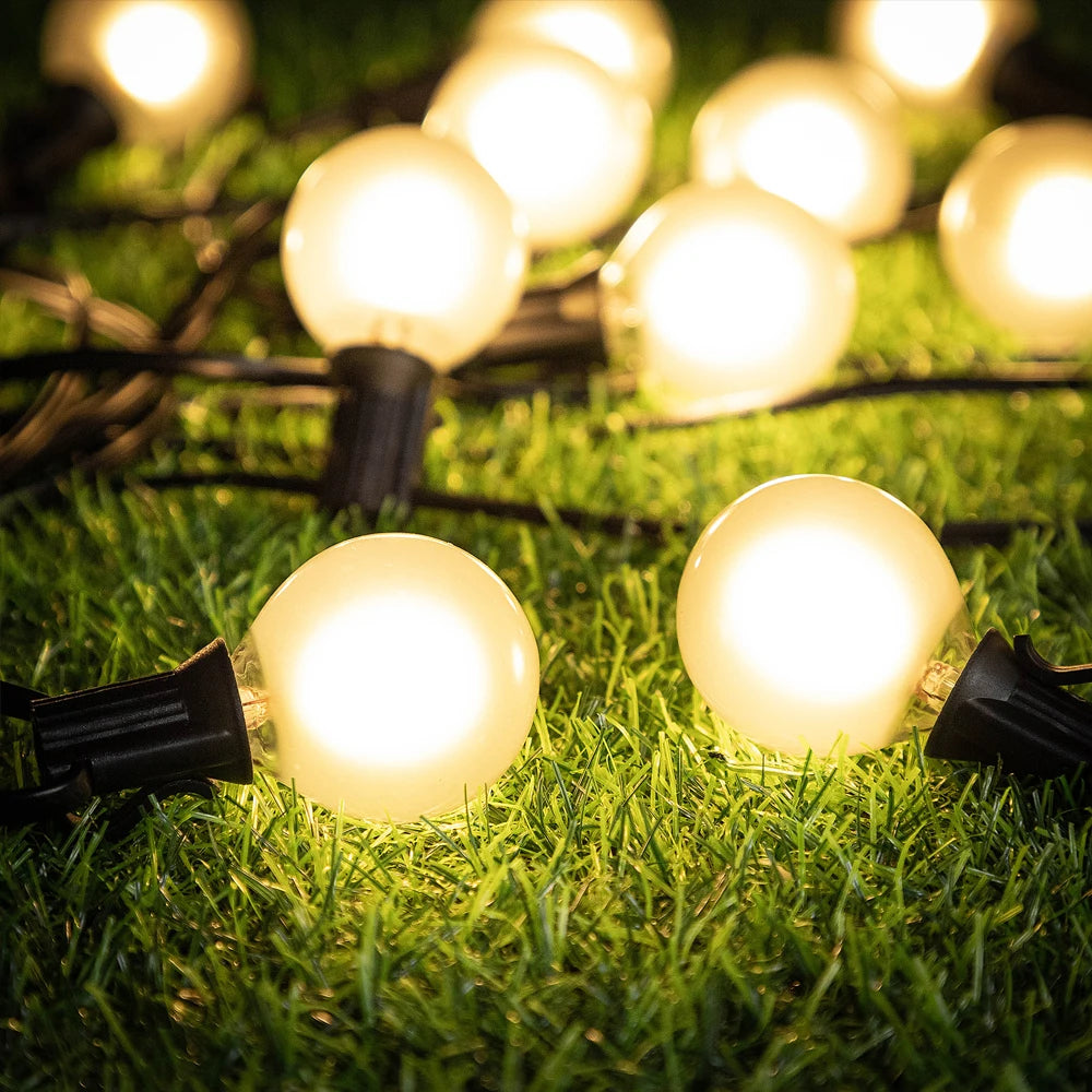 Waterproof G40 Led Lights Decoration EU 220V US 110V String Light Warm White Frosted White Wedding Party Garden Lights Outdoor