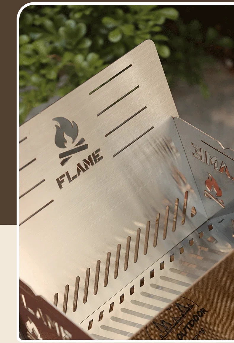 Outdoor Removable Barbecue Grill Ultra Lightweight Grill Mini Camping Stove Stainless Steel Firewood Stove