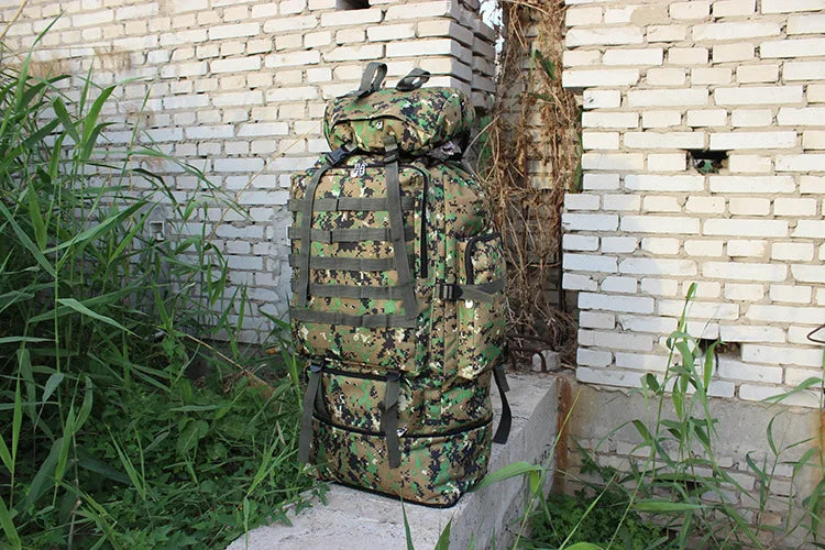 70-100L Outdoor Camping Travel Sports Backpack Military Camo Tactical Bag Large Capacity Waterproof Hiking Mountain Climbing Bag