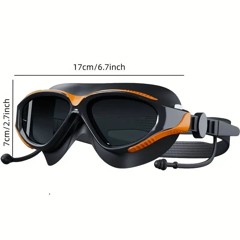 Large frame swimming goggles anti-fog professional high-definition swimming goggles adjustable wide field of vision for men and