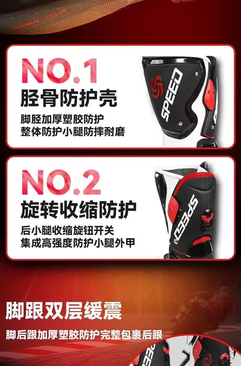 Riding Trider 100% NEW Motorcycle Boots Motocross Leather Long knee-high Shoes white black moto GP dirty bike SIZE 10-45 B1004