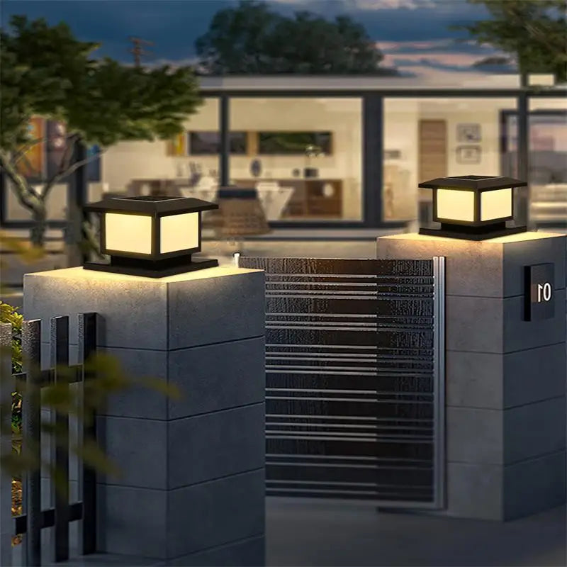 Timed LED Solar Outdoor Light Pillar Solar Lights Waterproof Thick Garden Pathway Parking Yard Outdoor Decor Lamp RC Solar Light