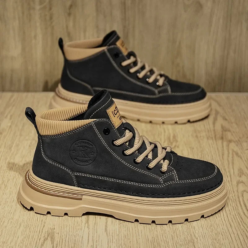 Men Ankle Boots Retro British High-top Men Boots Stylish Luxury High-top High Quality Leather Shoes Outdoor Men Motorcycle Shoes