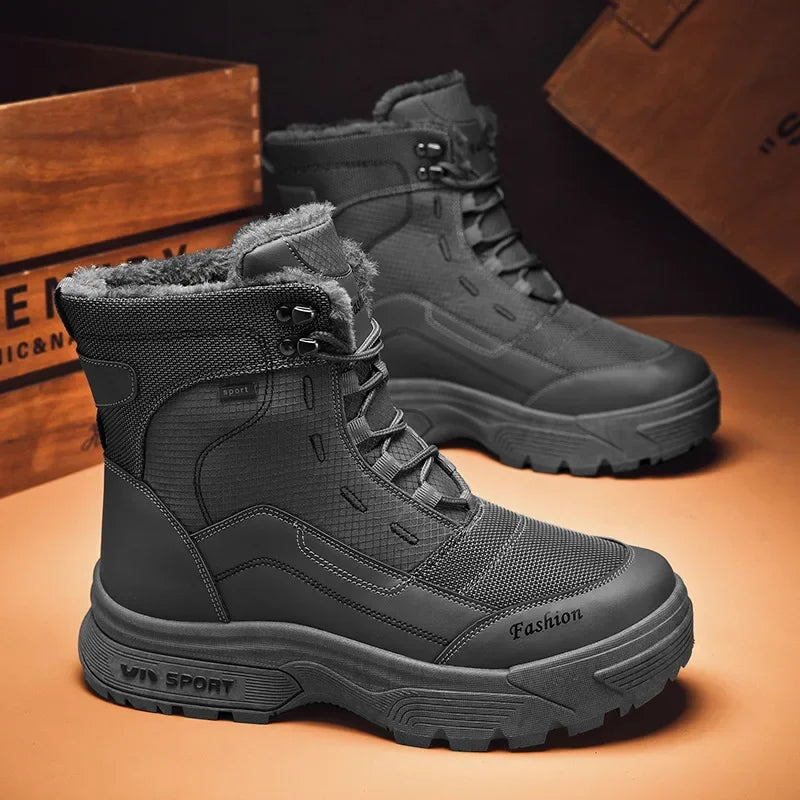 Winter Warm Men Boots Platform Boots High Top Men's Cotton Shoes Non-slip Working Ankle Boots for Men 2024 Short Plush Snow Boot