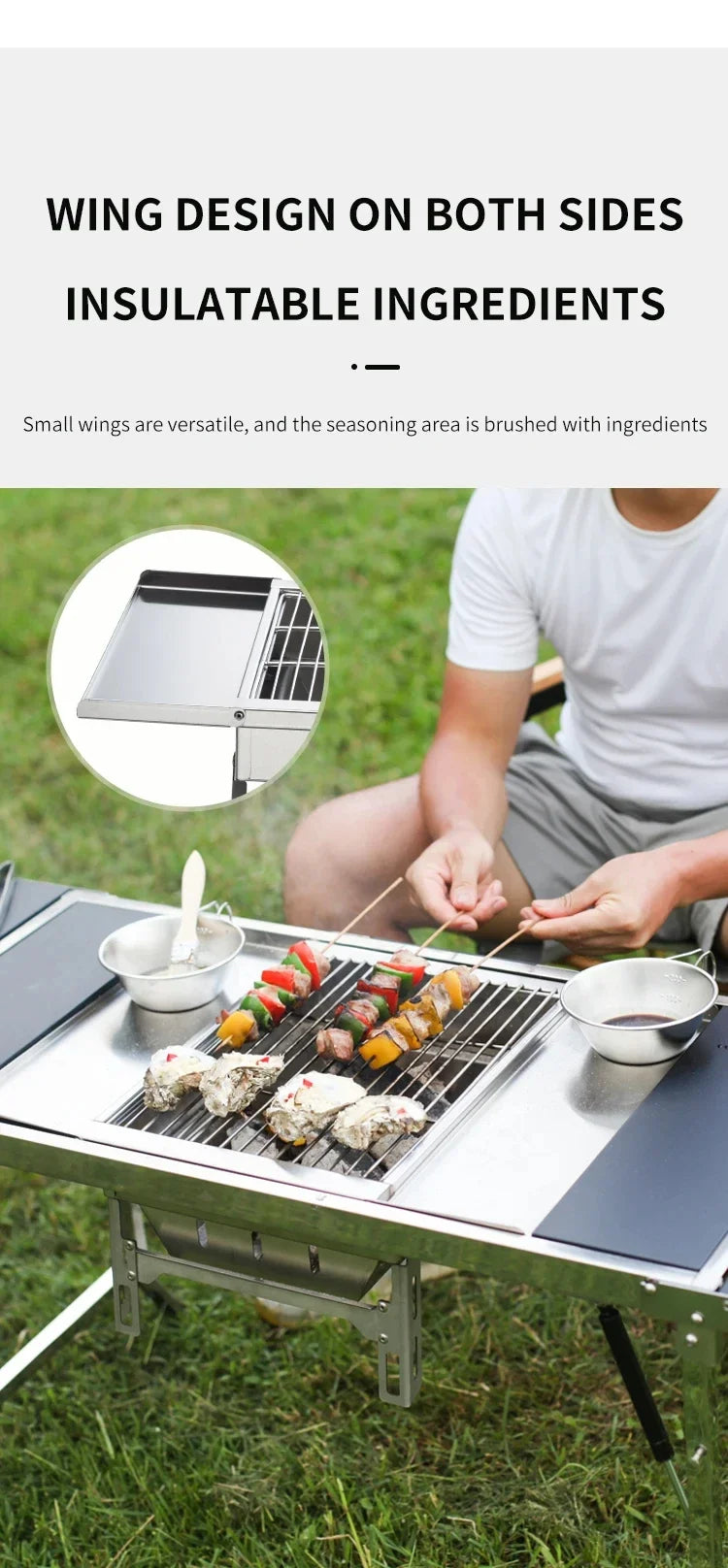 IGT Outdoor Stainless Steel Folding Barbecue Charcoal Grills Portable Camping Small Barbecue Oven Wild Journey