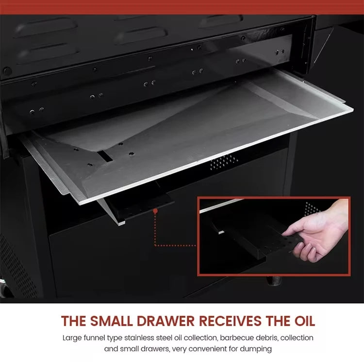 Trolley BBQ Stove  Outdoor Propane Gas BBQ Grill Commercial Gas Barbecue Restaurant  Smokeless 6 burner  BBQ Grills