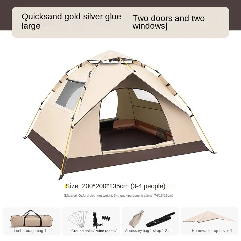 2 3 4 Person Outdoor Camping Family Automatic Waterproof Quick Opening Tent Mosquito Proof Party Portable Beach Hiking Cycling