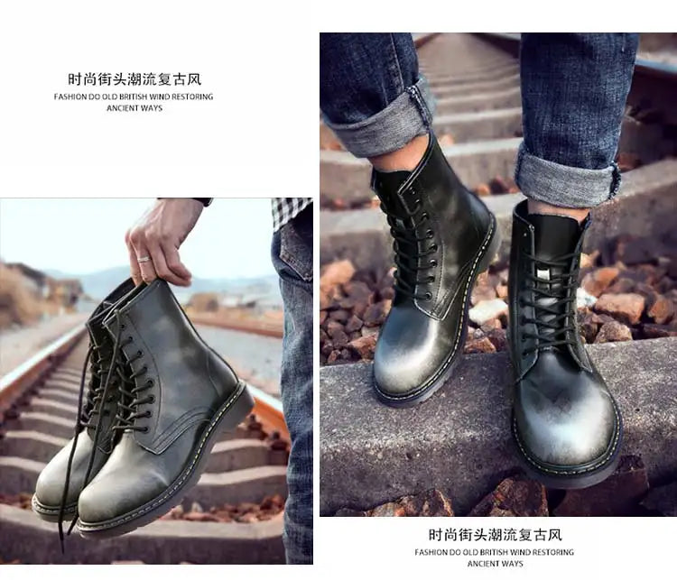Fashion Men's Boots British Style High Top Casual Sneakers Men Luxury Designer Work Shoes Outdoor Anti slip Motorcycle Boots Mal