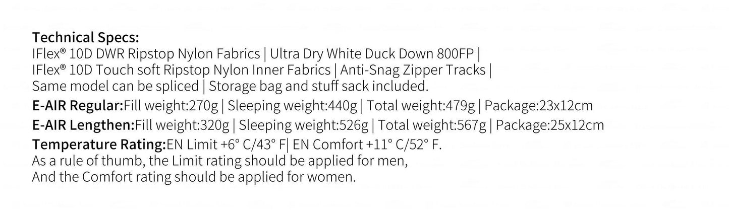 AEGISMAX AIR-E Camping Down Sleeping Bag Adult Ultralight Waterproof Hiking Tourist Warm 800FP Outdoor Envelope Sleeping Bags