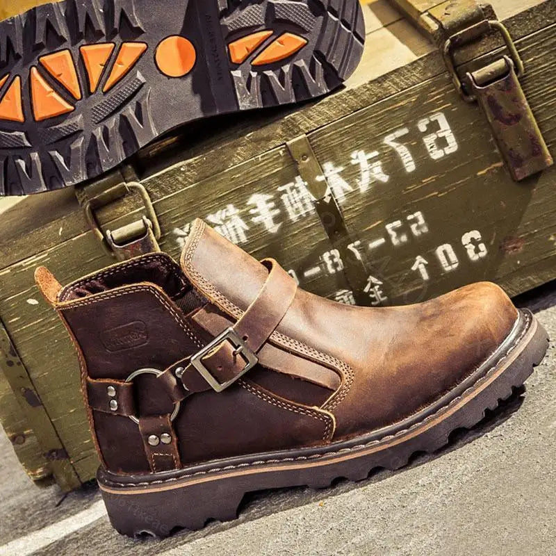 Retro leather boots for motorcycles durable men boots couple's short shoes motorcycle safety equipment motorcycle shoes