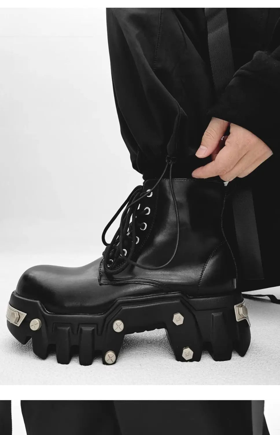 2025 New Trendy Heightening 8cm Bulldozer Men's Handsome British Style Platform Motorcycle Short Boots