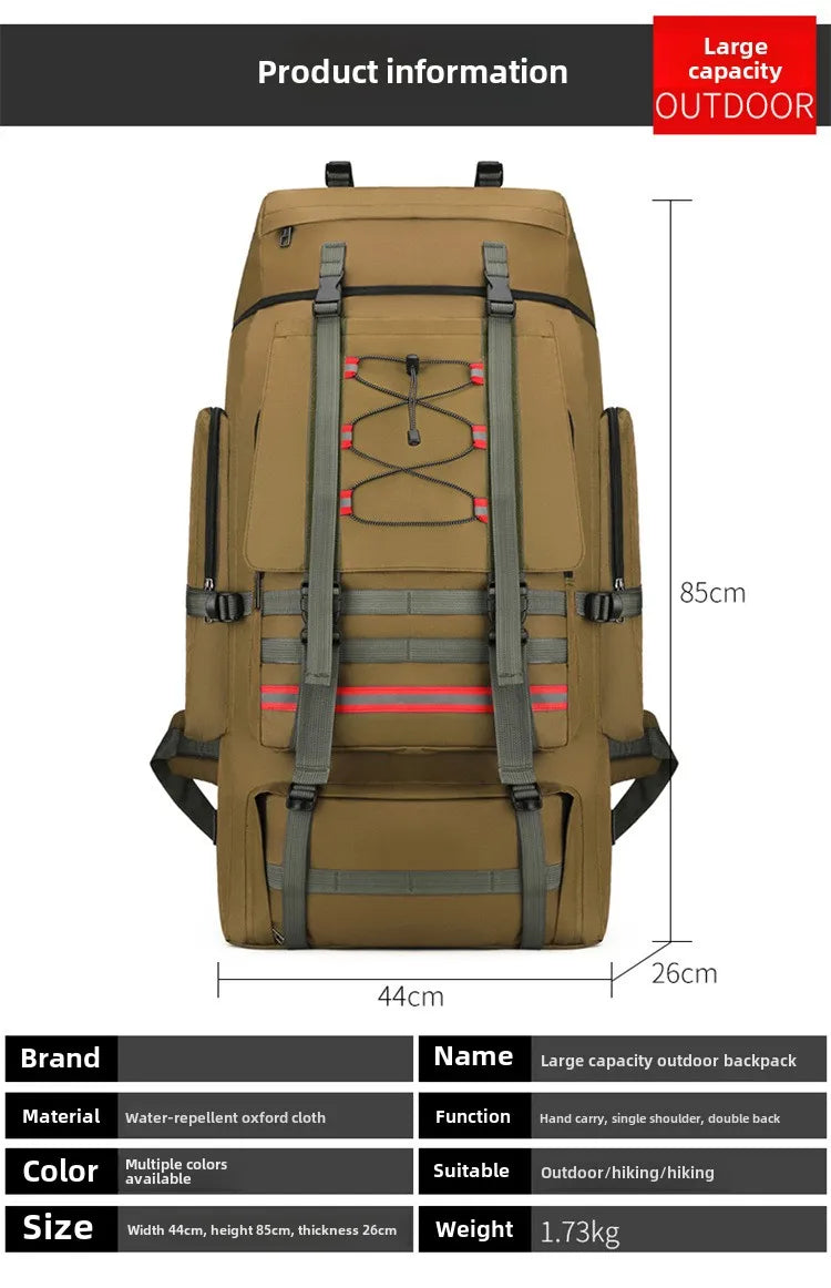 130L Large Capacity Mountaineering Bag Suitable  Outdoor Travel Camping Climbing Adventure Multifunctional Waterproof  Backpack