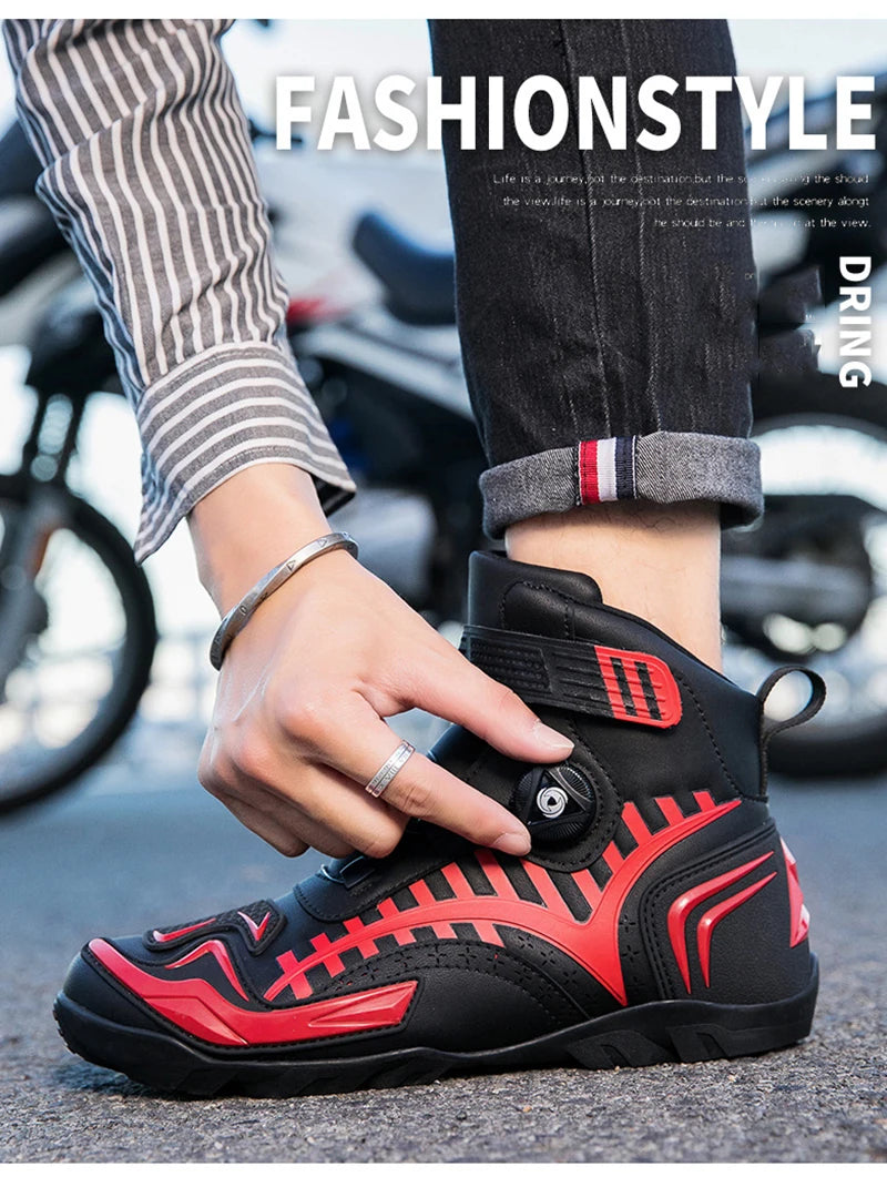 Man Motorcycle Boots Breathable Anti Slip Men's Motorbike Shoes Road Racing Riding Motocross Boot High Quality Men Motos Shoes