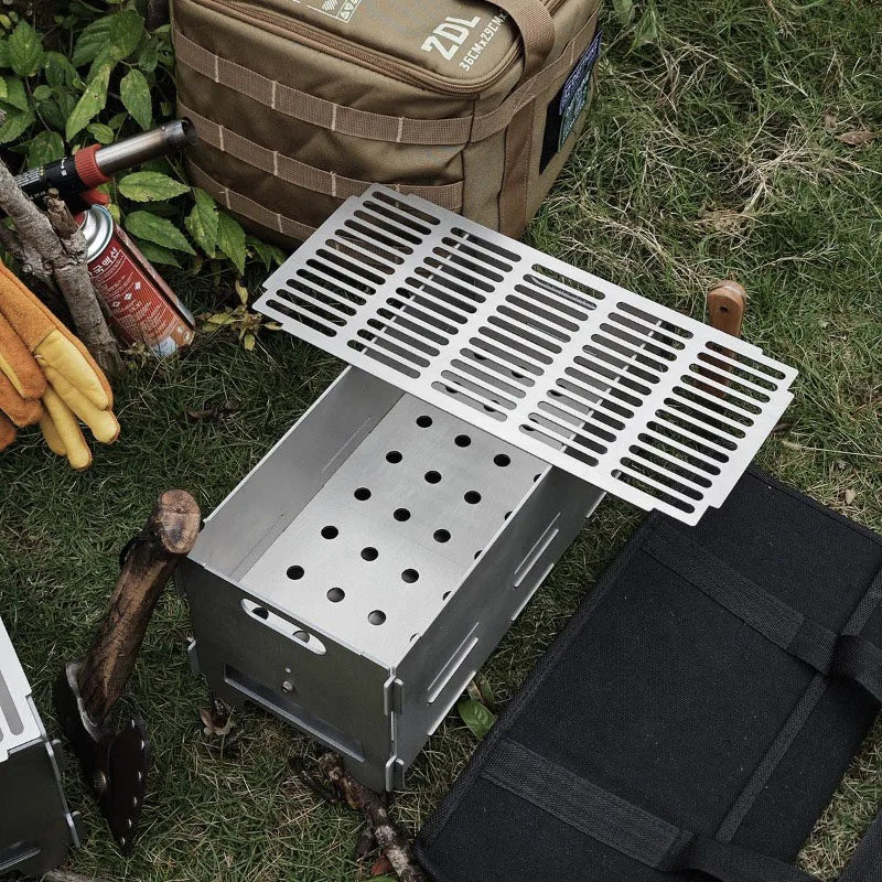 Titanium Alloy Portable Barbecue Grill Rack Outdoor Family Charcoal Stove Furnace Frame Camping Lightweight Camp Equipment