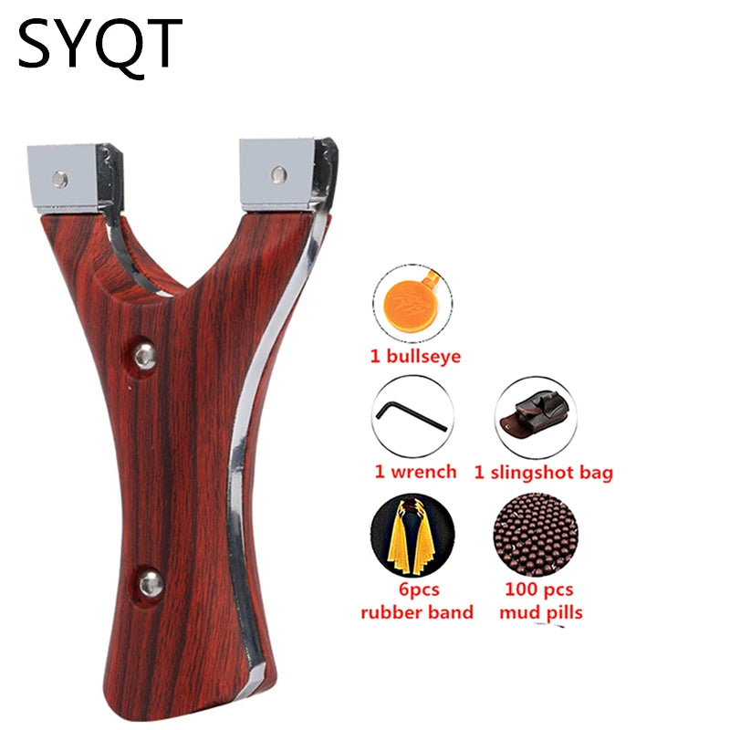 Fast Compression Rubber Band Hunting Slingshot Outdoor Competitive Game Catapult Imitation Wood Patch Flat Band Slingshot