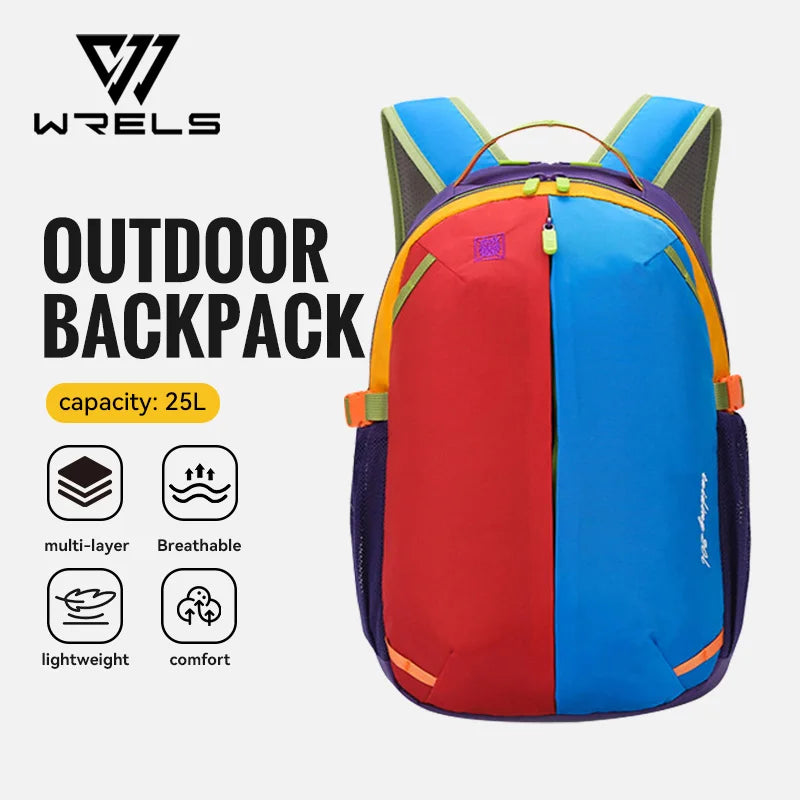 WRELS Outdoor Backpack Lightweight Breathable Schoolbag Waterproof Multi-role Backpack Large Capacity Outdoor Climb Hiking Bag
