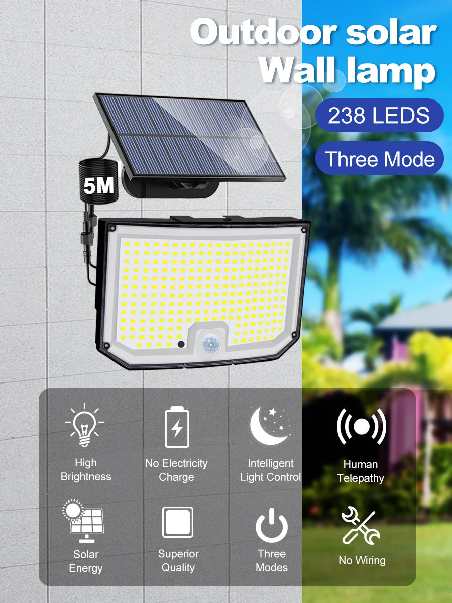 238/328 LED Solar Lamp Outdoor 348Wall Lamp IP65 Waterproof Spotlights Lamp Motion Sensor Solar 3 Mode Street Light Garden Decor