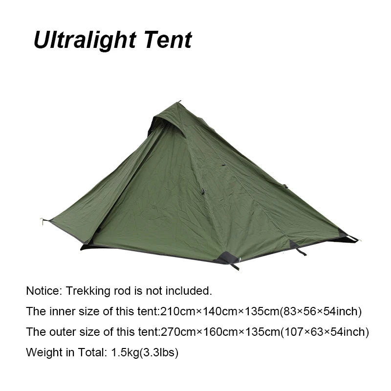 Ultralight Tent Solo Camping Tents, Trekking Rod is Not Included, 2 Layers, Lightweight, Portable to Carry