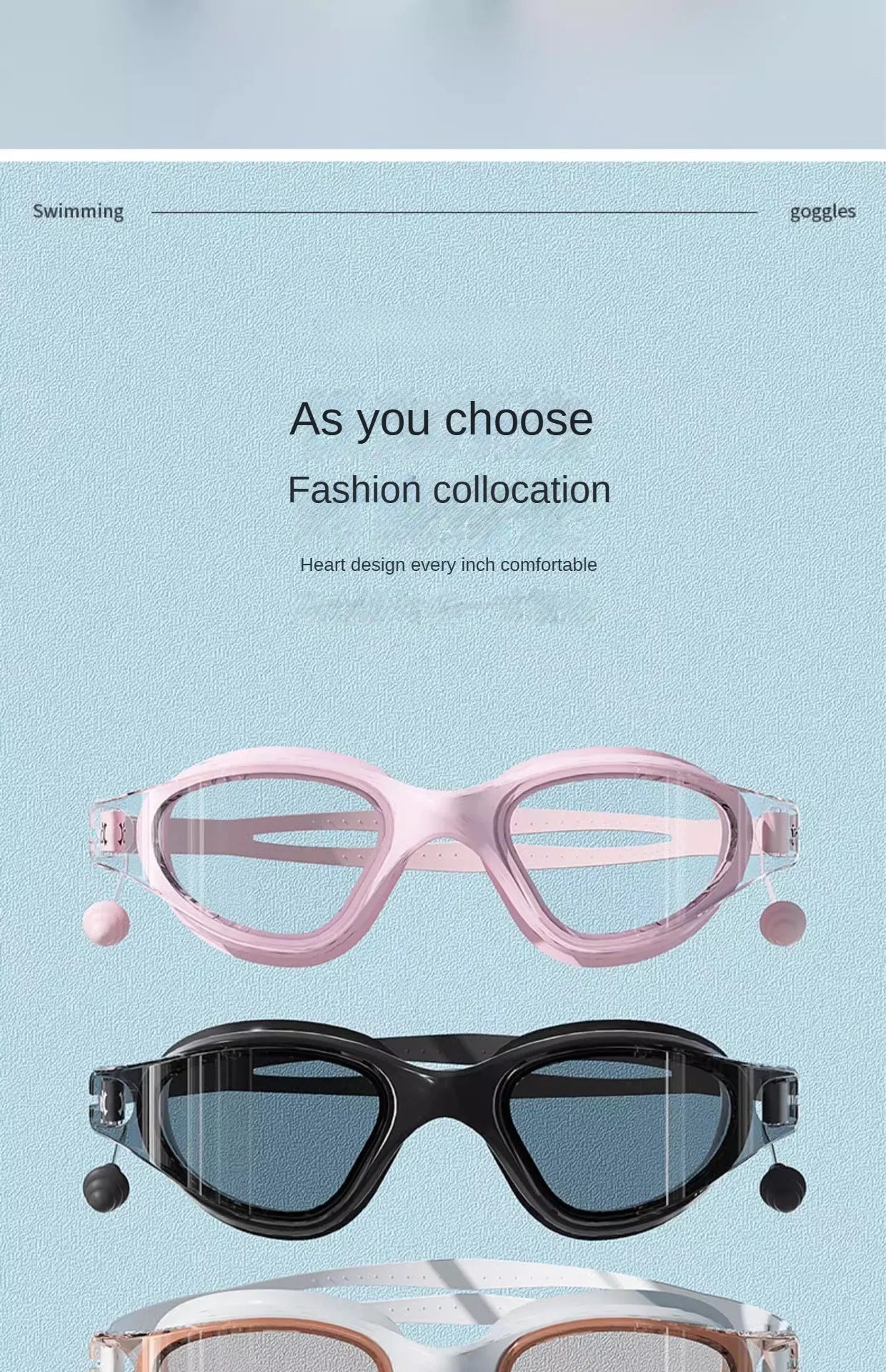 HD Anti-fog Swimming Goggles with Earplugs Adult Men Women  Leak Proof Adjustable high-quality Silicone Swim Protection EYEWEAR