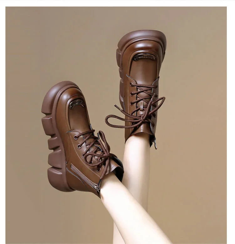 Women's Boots  Winter New Fur Snow Boots Platform Plush Comfortable Anti Slip Warm Lace Up Cold Proof Cotton Ankle Boots