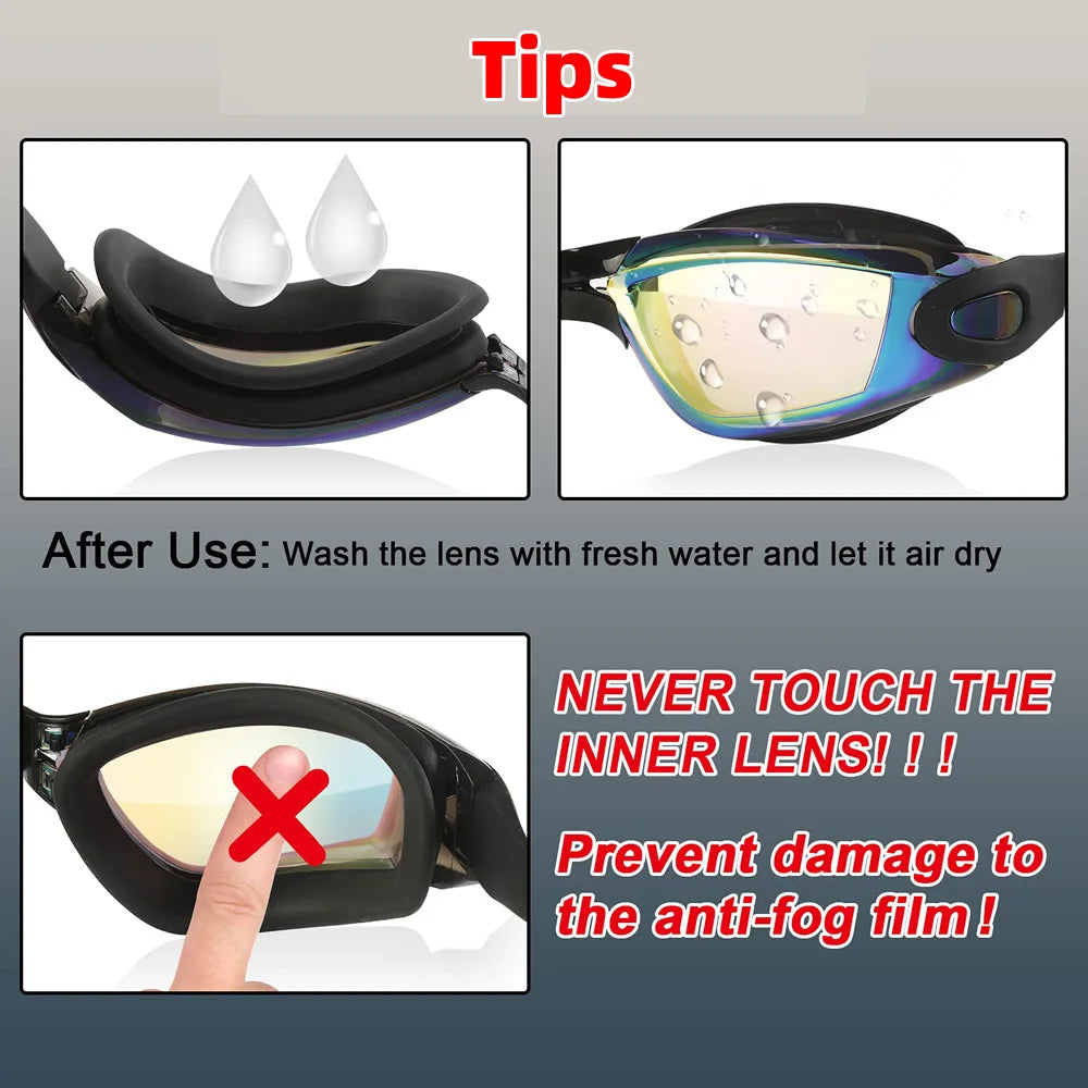Professional Swimming Goggles Swim Glasses Anti-Fog Clear Vision Waterproof Quick Adjustable With earplug nose clip Eyewear