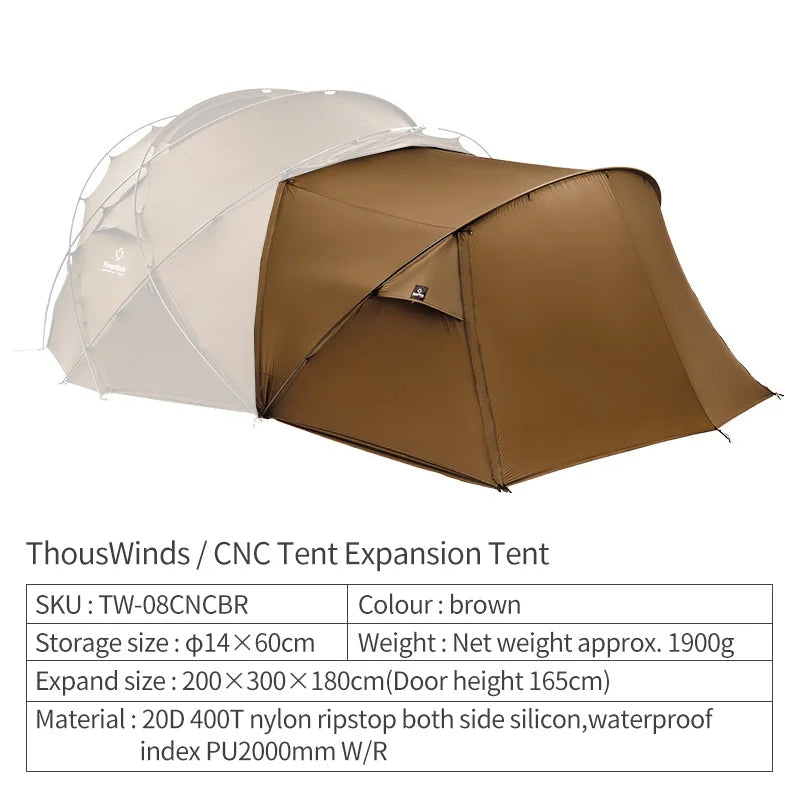 Thous Winds CNC 4-8 Person Family Camping Tent Outdoor Emotional Camp Tent 20D Ripstop Nylon Both Side Silicon Lightweight Tents