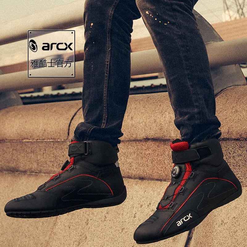 New Arcx Motorcycle Riding Boots Cowhide Casual Motorbike Road Travel Cycling Shoes Men Breathable Botas Four Season For Honda