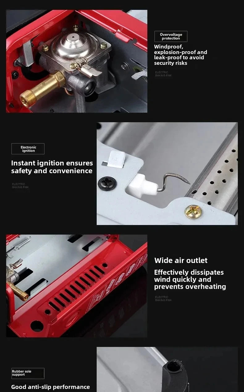 Portable Barbecue Stove, Smokeless Grill, Dual-Purpose Gas Oven for Outdoor Use, Compact Cooking Unit, Korean Style