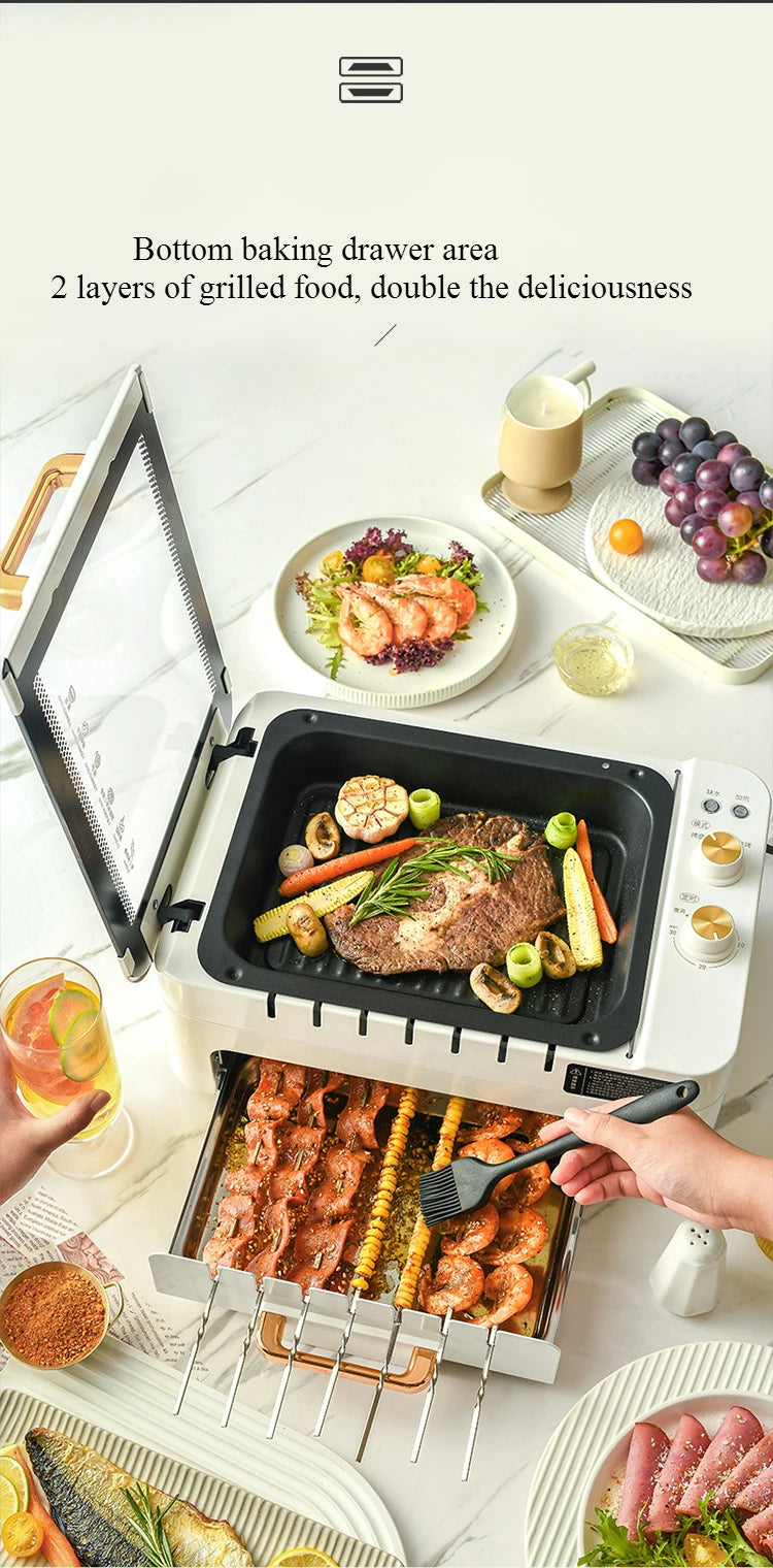 Skewer Barbecue Grill Home Automatic Rotating Multifunctional Indoor Electric Grill Light Smoke Barbecue Machine G-26