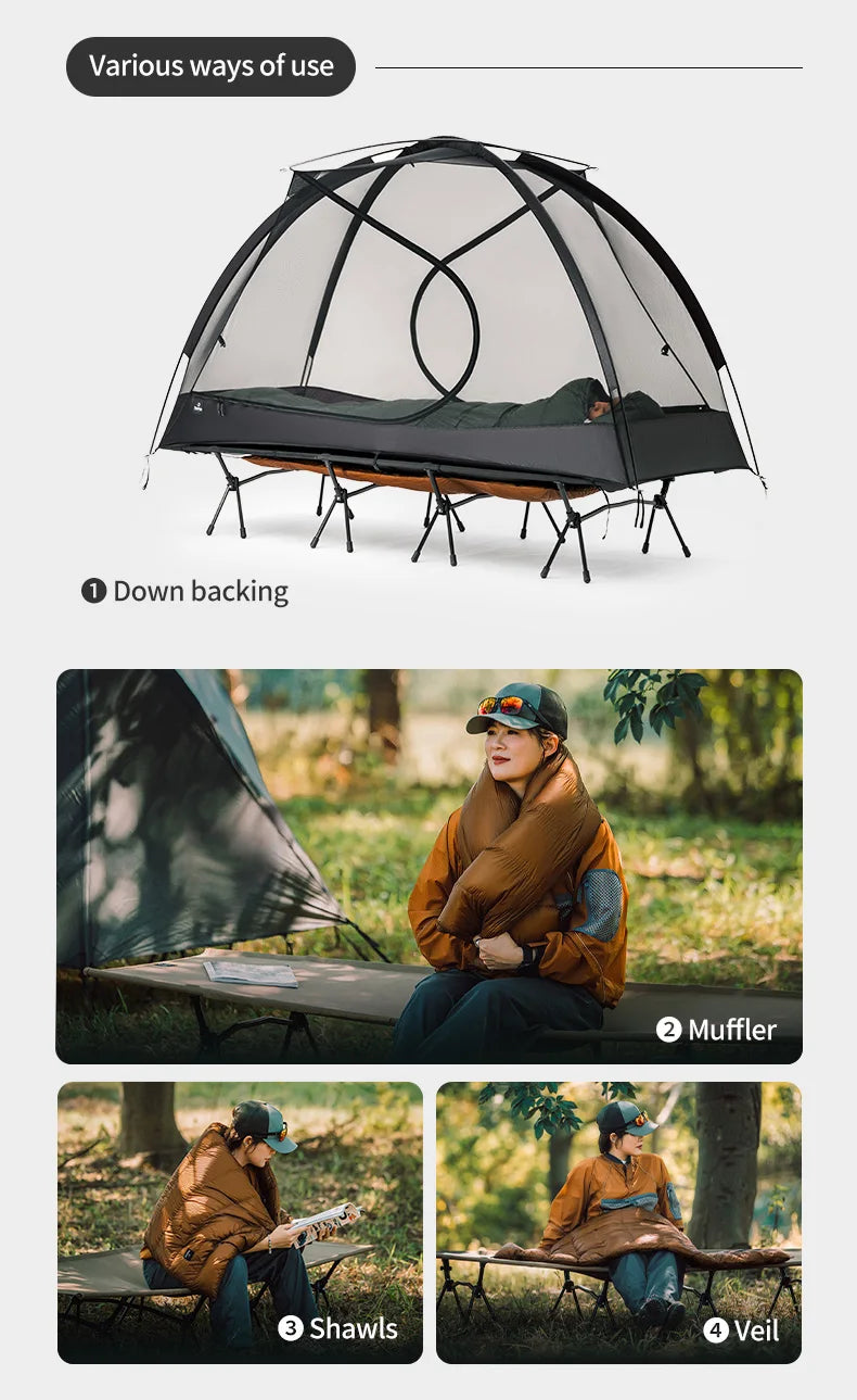 Thous Winds Camping Cot Down Winter Waterproof Sleeping Bag Down Camping Cot Down Backing Fit with Helinox Cot Camping Supplies