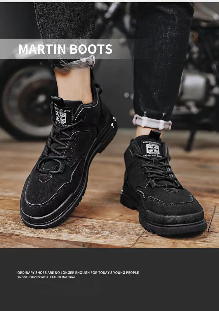 Men's Boots Mens Luxurious Design Casual Shoes Mens Motorcycle Boots Men's Waterproof and Wear-resistant Work Shoes