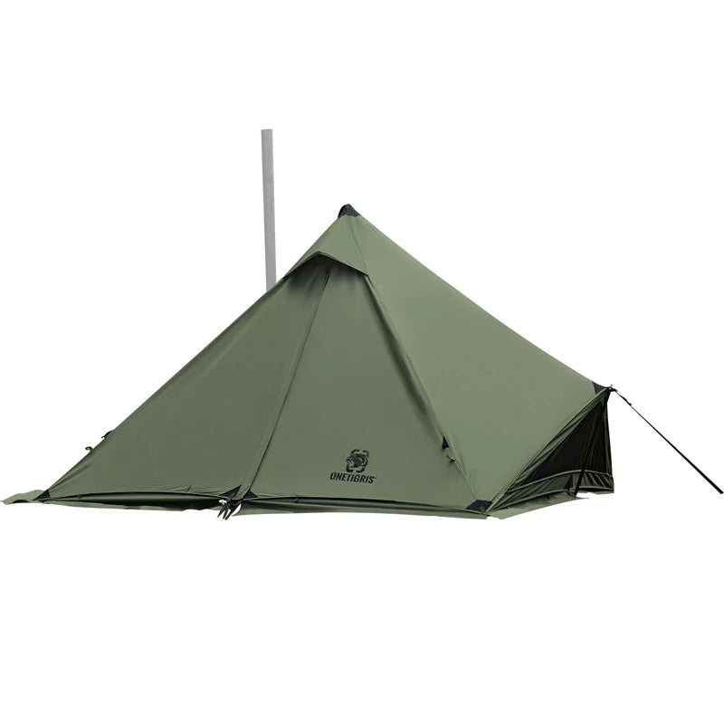 OneTigris CONIFER T/C Chimney Tent 1-2 persons Pyramid/Teepee Hot Tent With Tent Poles Snow Skirts for Camping & Bushcrafting