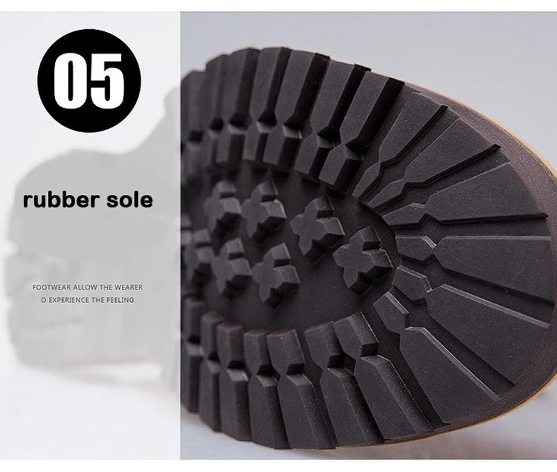 Genuine Leather Men's Boots Plush Warm Winter Boots High Quality Men Motorcycle Boots Fashion Tooling Shoes