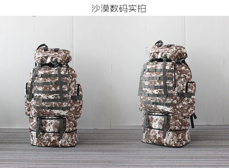 70-100L Outdoor Camping Travel Sports Backpack Military Camo Tactical Bag Large Capacity Waterproof Hiking Mountain Climbing Bag