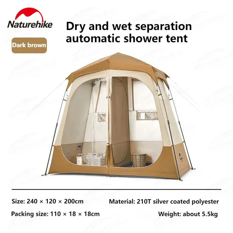 Naturehike Automatic Shower Tent Dry Wet Separation Outdoor Camping Travel Changing Room Shelter Mobile Toilet Bathroom Portable