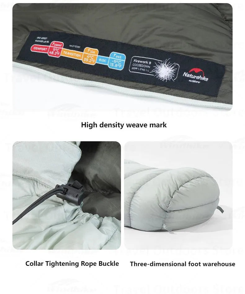 Naturehike Goose Down sleeping bags camping Ultralight Winter Gear Supplies Travel Waterproof folding Comfortable Tourism bag