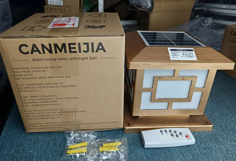 Timed LED Solar Outdoor Light Pillar Solar Lights Waterproof Thick Garden Pathway Parking Yard Outdoor Decor Lamp RC Solar Light