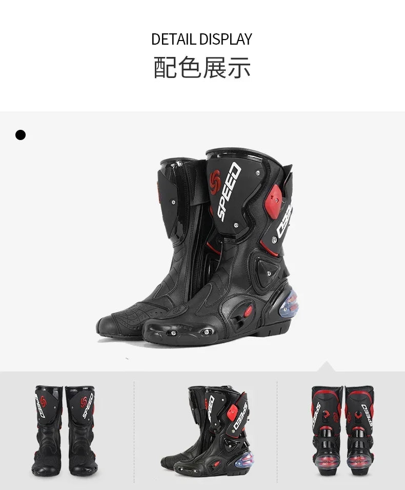 Riding Tribe Men Leather Motorcycle Boots Moto Ridding Racing Motocross Off-Road dirt bike Motorbike Shoes Botas Motor Boot