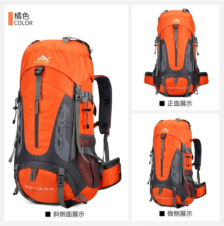 2025 cross-border outdoor hiking bag shoulder hiking sports bag waterproof bag backpack large capacity polyester backpack a001