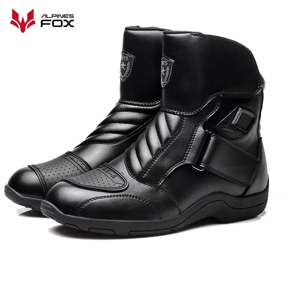 Retro Motorcycle Boots Leather Motorbike Anti-collision Foot Ankle Protective Shoes Moto Riding Short Boot Men