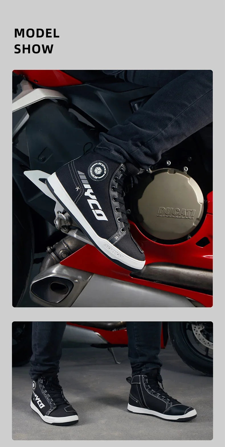 SCOYCO Commuter Motorcycle Riding Shoes Fashion Casual Hundred Crash Shoes Breathable Canvas Riding Motorcycle Boots MT068