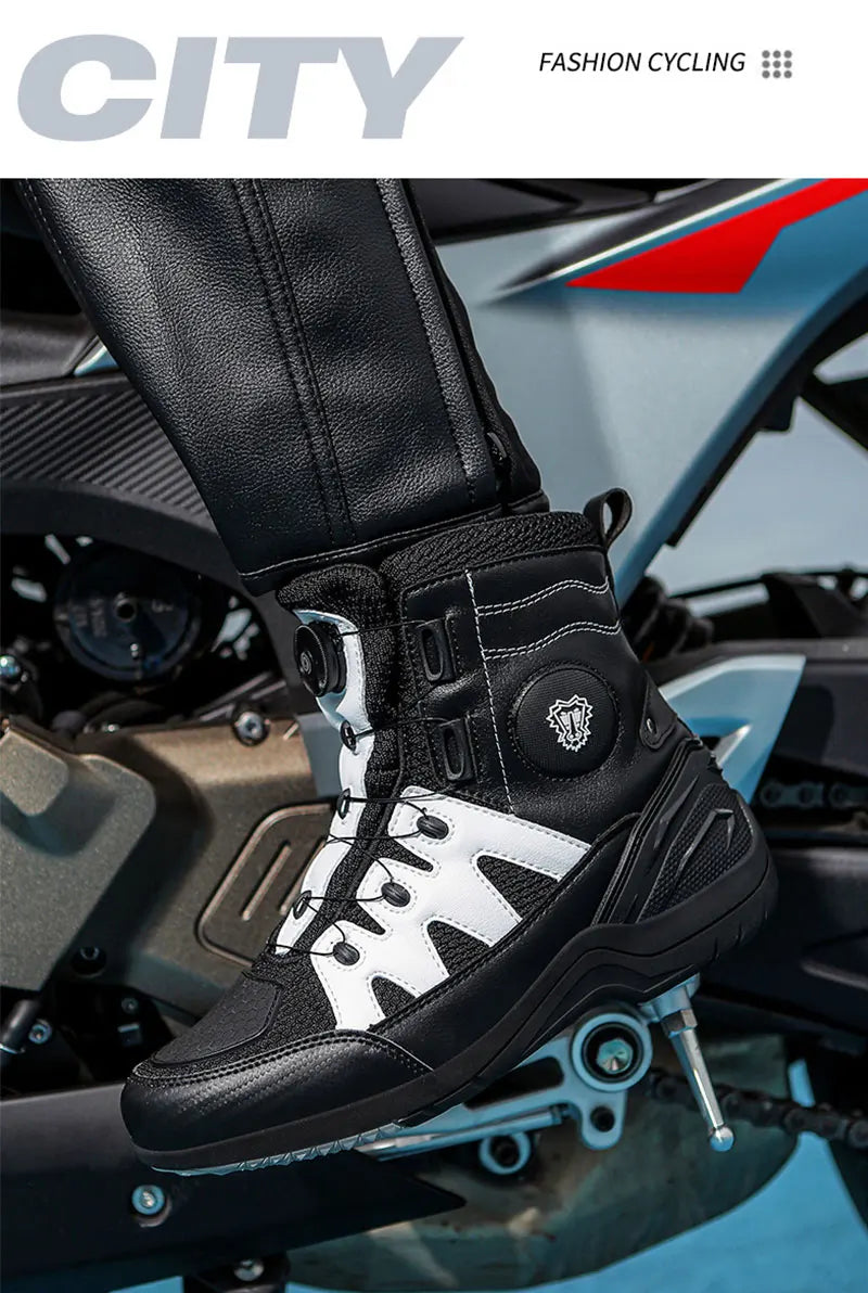 Men Motorcycle Boots New Waterproof Motorbike Riding Shoes Microfiber Breathable Men's Motorcycle Shoes Motos Bike Sport Boot