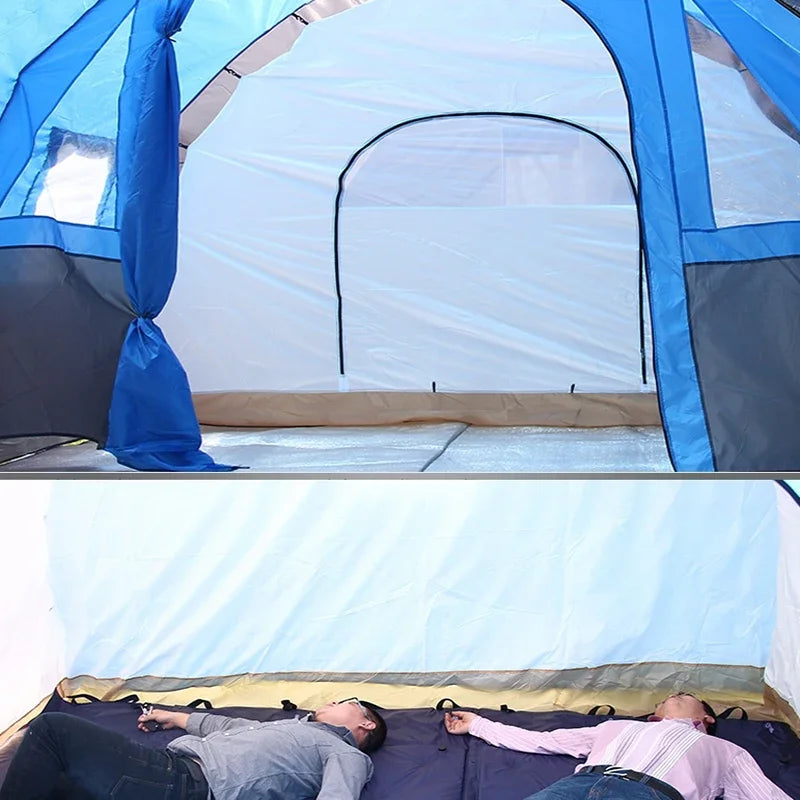 New Exercise BBQ Camping Large Tunnel Tent One Room Two Living Rooms Rainproof Ten People Outdoor Equipment Camping Supplies