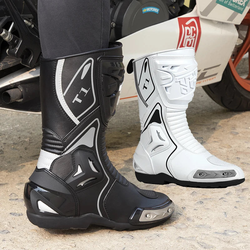 Tiger T1 Motorcycle Riding Shoes Long Protective Riding Boots Racing Shoes All Seasons Wear-resistant Anti Slip Motorcycle Boots