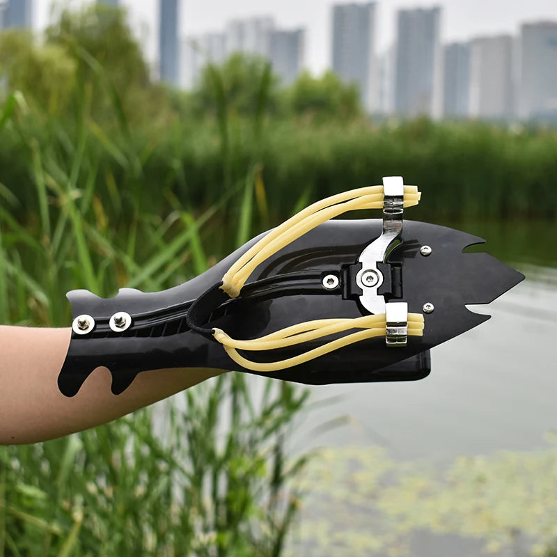 Professional Outdoor Fishing Slingshot With Rubber Bands And Fishing Reel For Fishing High Velocity Catapult Kit for Adult