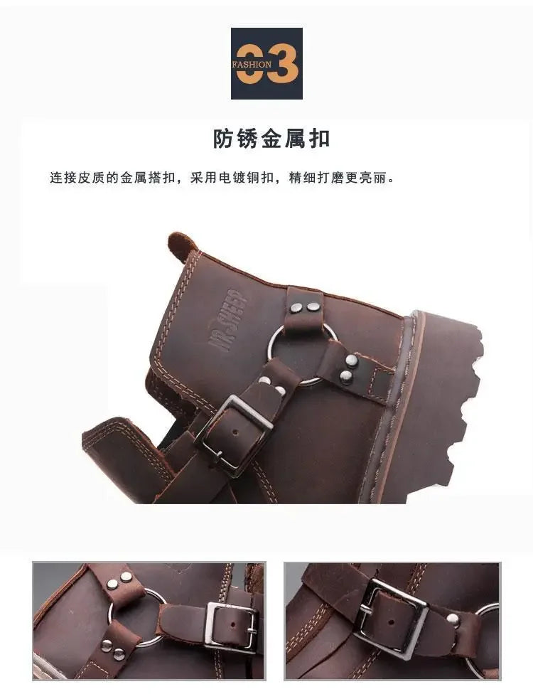 Retro leather boots for motorcycles durable men boots couple's short shoes motorcycle safety equipment motorcycle shoes