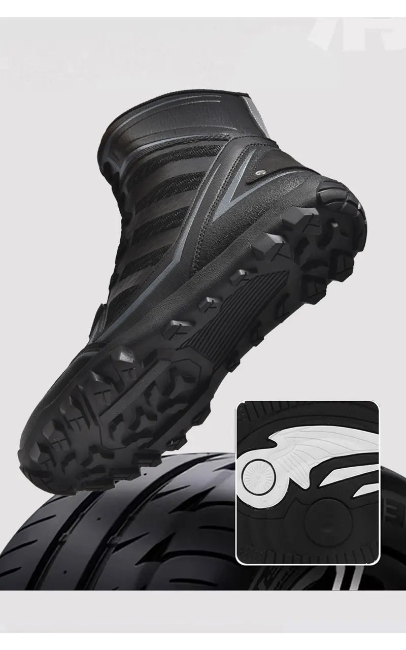 Men's Motorcycle Boots New Breathable Stripe Motos Riders Shoes Outdoor Motocross Protective Boots Hiking Non-slip Sports Shoes