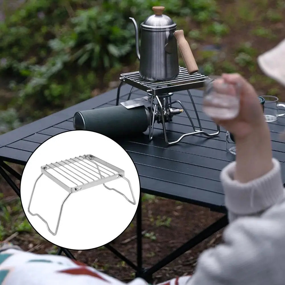 Outdoor Steel Stove Holder Foldable Portable Camping BBQ Cooking Campfire Gas Stove Stand Supplies