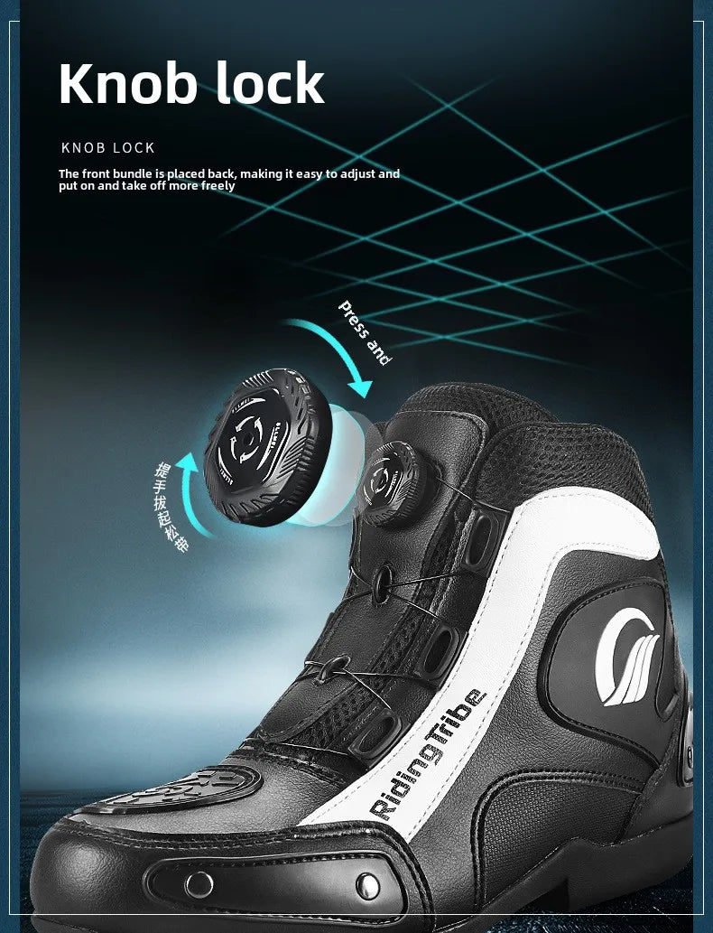Motorcycle Cycling Shoes with Lock Motorcycle Boots Mountain Bike Racing Fall-proof Summer Waterproof Breathable Casual Boots