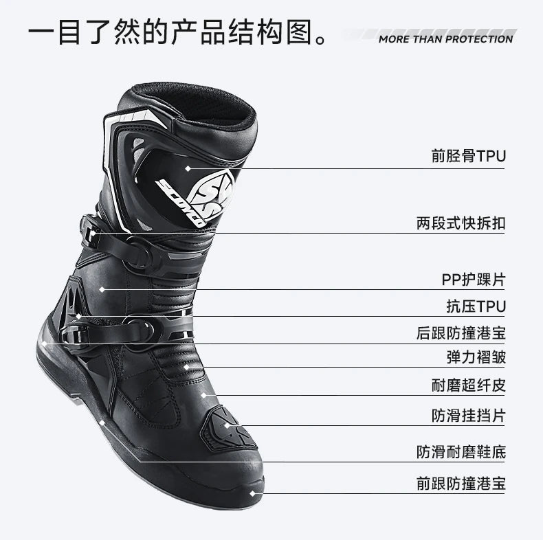 Motorcycle Boots Windproof Waterproof Motocross Boots Anti-Slip Professional Motorbike Shoes For Outdoor Off-Road Rally Riding